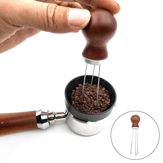 Wood Handle Coffee Tamper Needle Leveler Tool Arc-Shaped Stitch Universal sliver rosewood