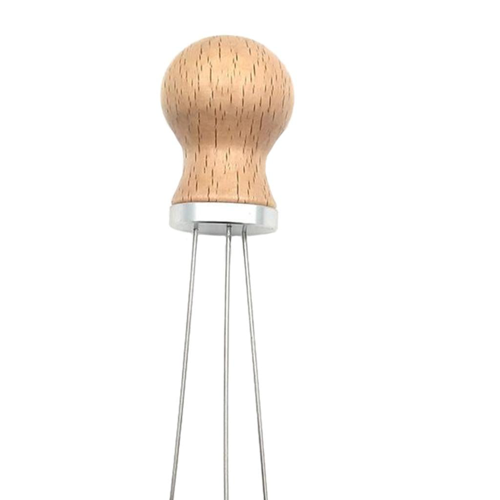 Wood Handle Coffee Tamper Needle Leveler Tool Arc-Shaped Stitch Universal silver beech