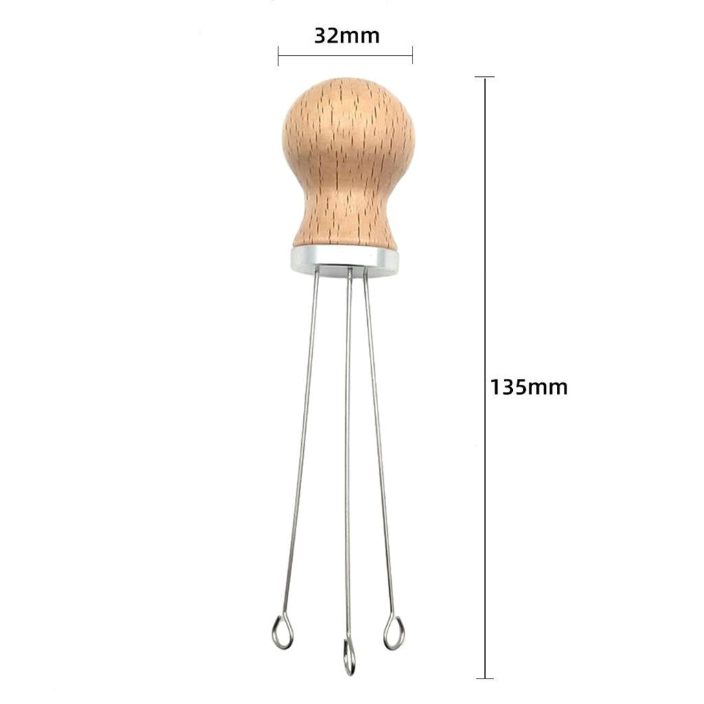 Wood Handle Coffee Tamper Needle Leveler Tool Arc-Shaped Stitch Universal silver beech