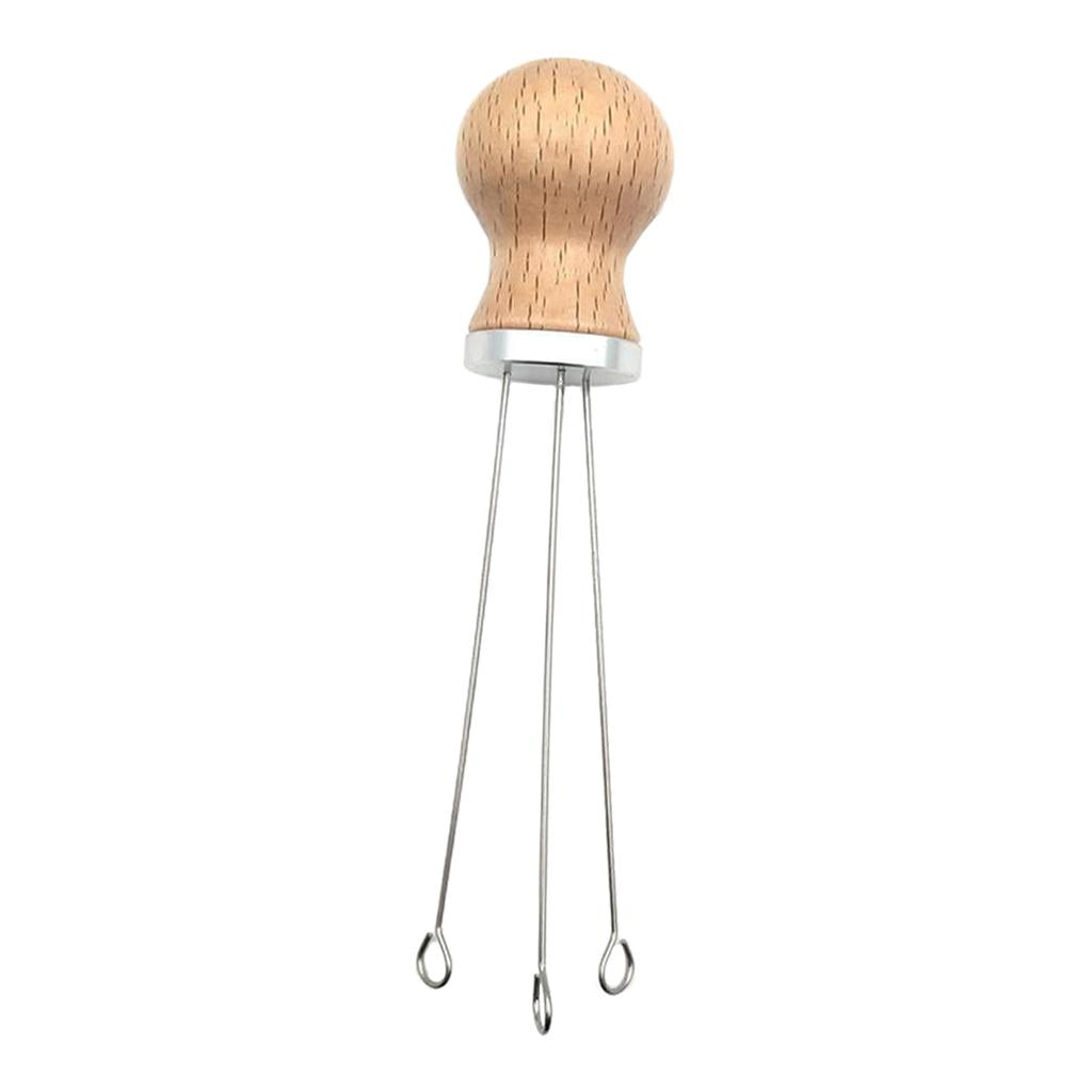 Wood Handle Coffee Tamper Needle Leveler Tool Arc-Shaped Stitch Universal silver beech