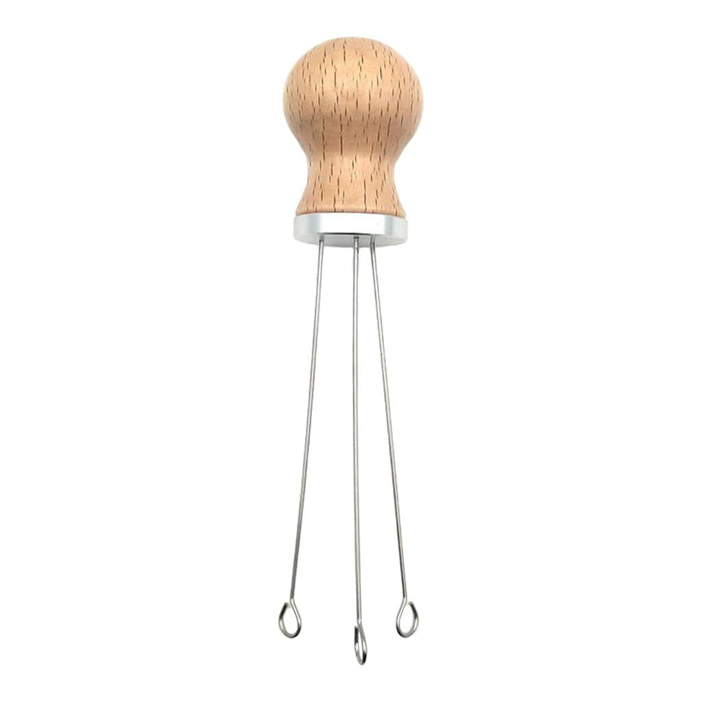 Wood Handle Coffee Tamper Needle Leveler Tool Arc-Shaped Stitch Universal silver beech