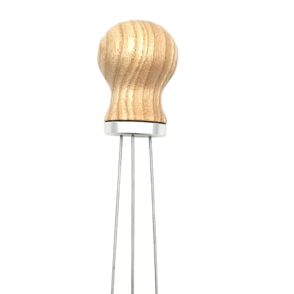 Wood Handle Coffee Tamper Needle Leveler Tool Arc-Shaped Stitch Universal silver ash