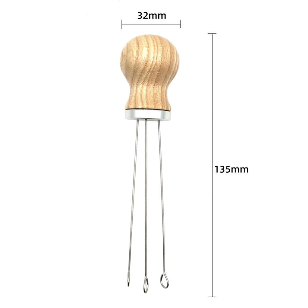 Wood Handle Coffee Tamper Needle Leveler Tool Arc-Shaped Stitch Universal silver ash