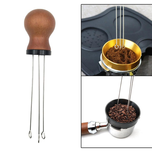 Wood Handle Coffee Tamper Needle Leveler Tool Arc-Shaped Stitch Universal black rosewood