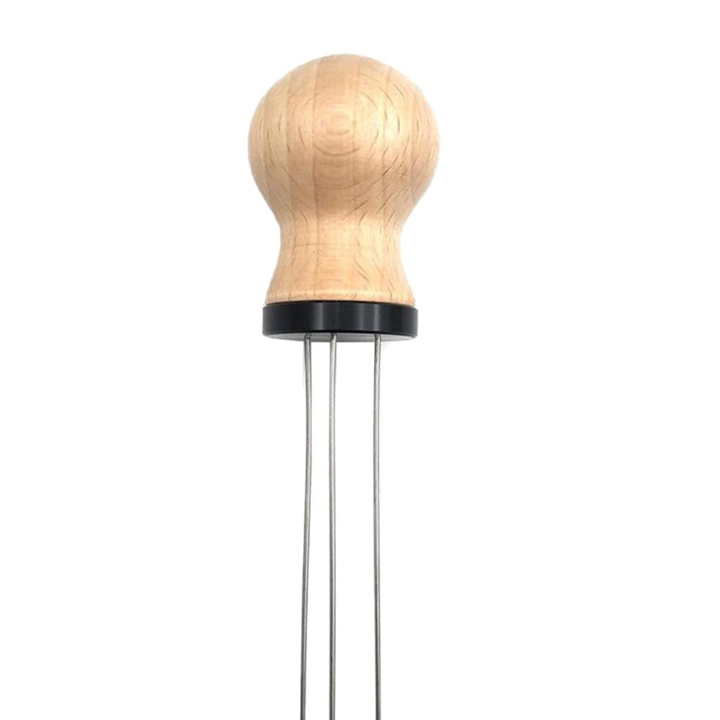 Wood Handle Coffee Tamper Needle Leveler Tool Arc-Shaped Stitch Universal black beech