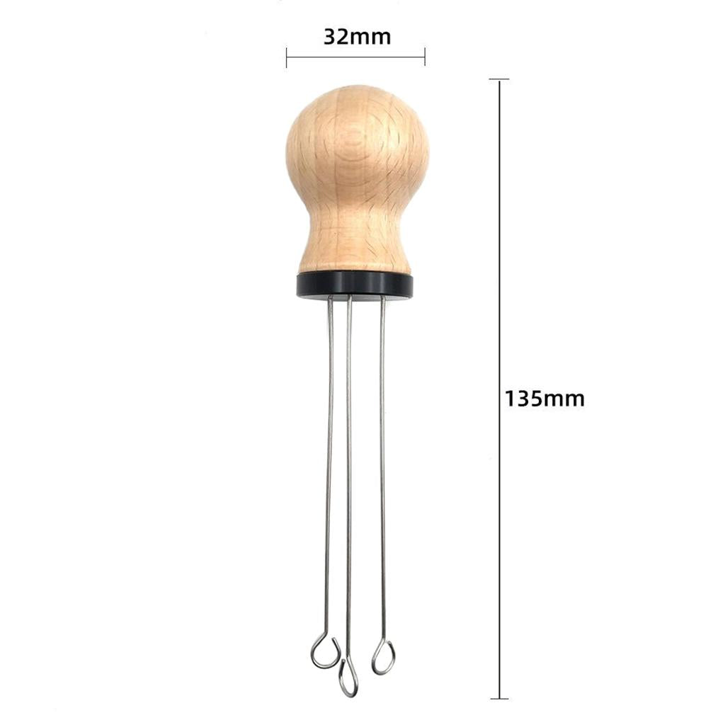 Wood Handle Coffee Tamper Needle Leveler Tool Arc-Shaped Stitch Universal black beech