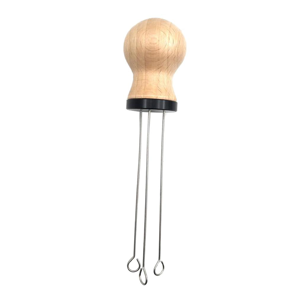 Wood Handle Coffee Tamper Needle Leveler Tool Arc-Shaped Stitch Universal black beech