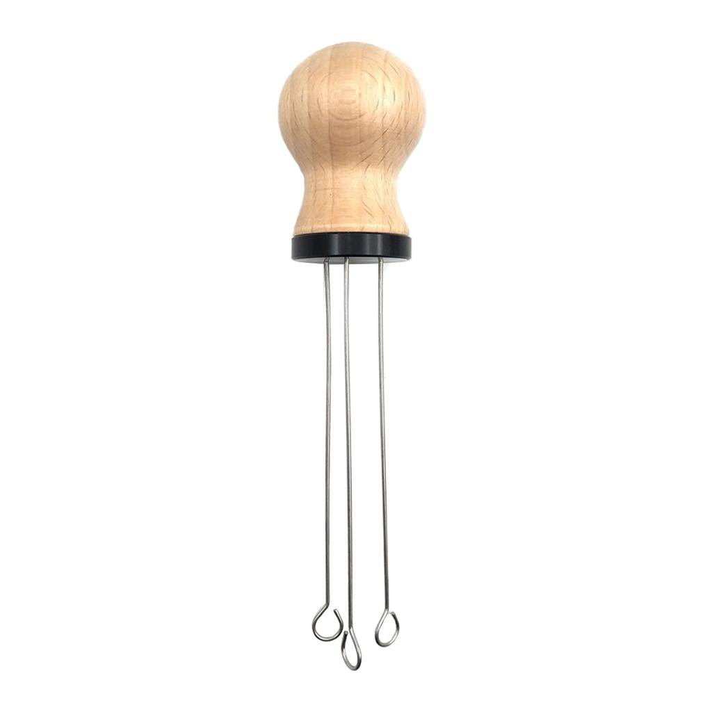 Wood Handle Coffee Tamper Needle Leveler Tool Arc-Shaped Stitch Universal black beech
