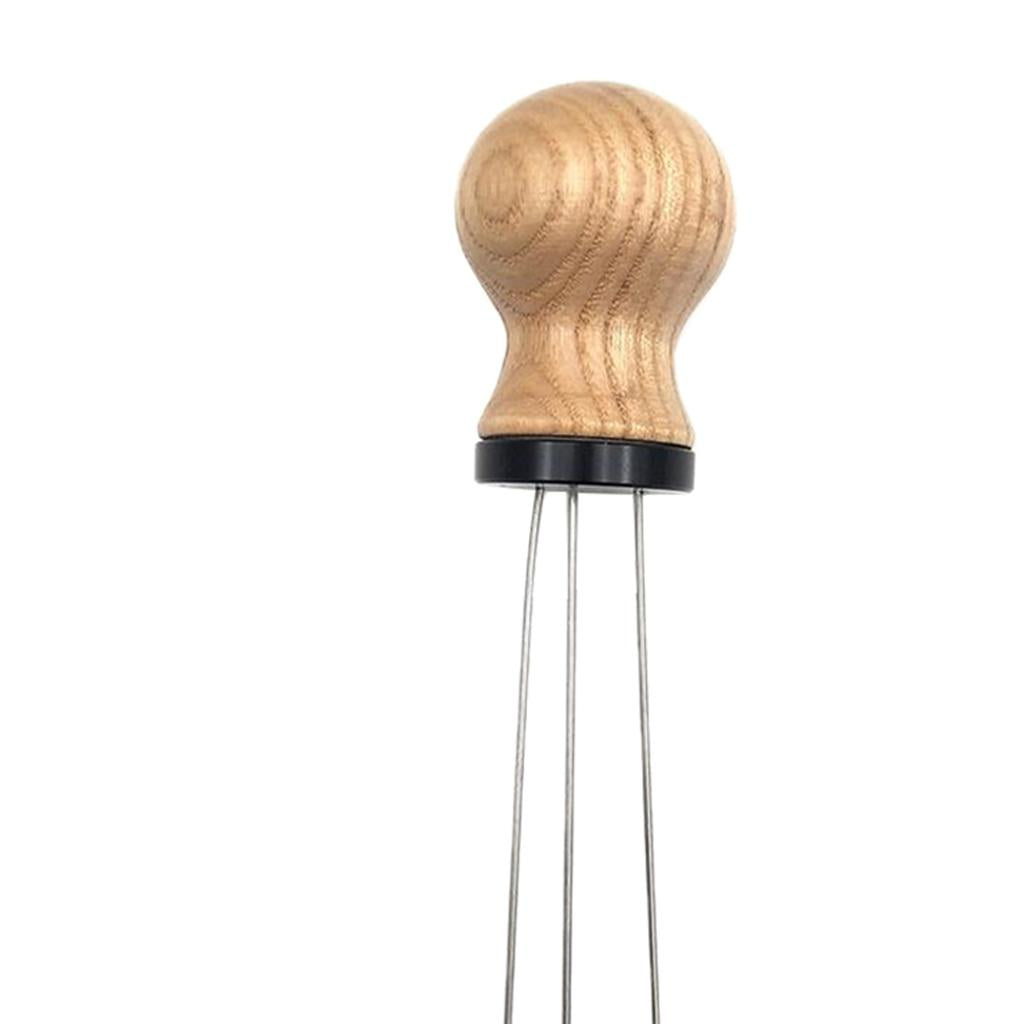Wood Handle Coffee Tamper Needle Leveler Tool Arc-Shaped Stitch Universal black ash