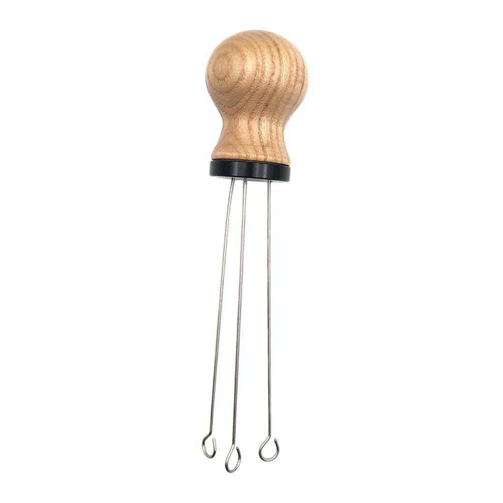 Wood Handle Coffee Tamper Needle Leveler Tool Arc-Shaped Stitch Universal black ash