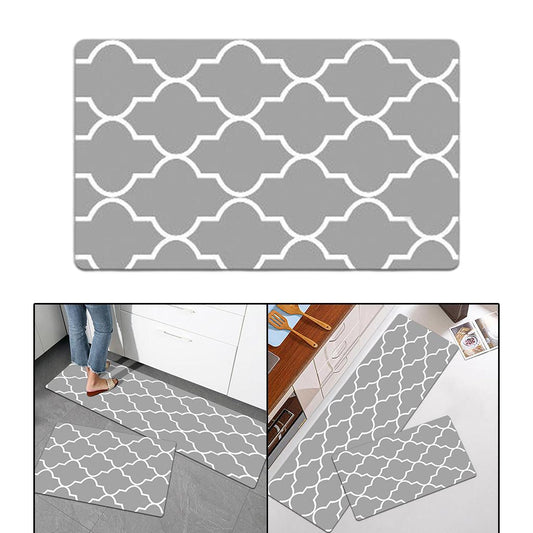 Nonslip Checked Kitchen Bedroom Mat Runner Rug Anti Fatigue Grey 75x45cm