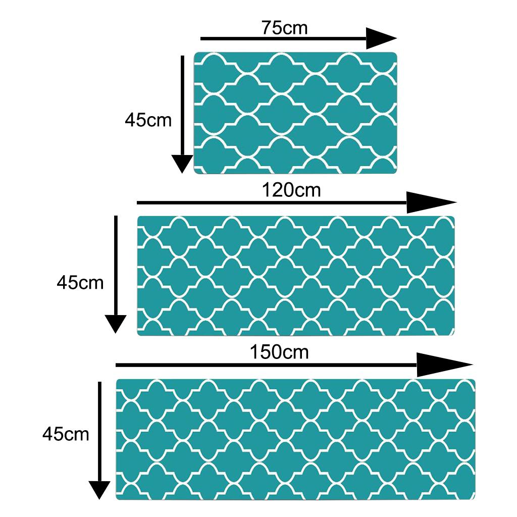 Nonslip Checked Kitchen Bedroom Mat Runner Rug Anti Fatigue Green 150x45cm