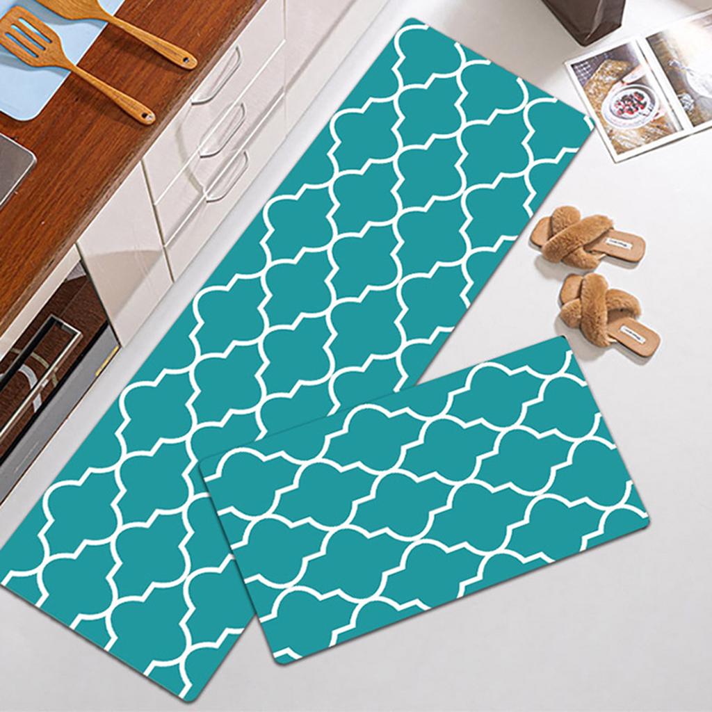 Nonslip Checked Kitchen Bedroom Mat Runner Rug Anti Fatigue Green 150x45cm