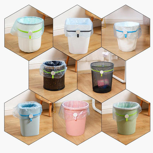 Trash Can Bag Buckle Bands Waste Basket Garbage Bin Clamps Clips Black