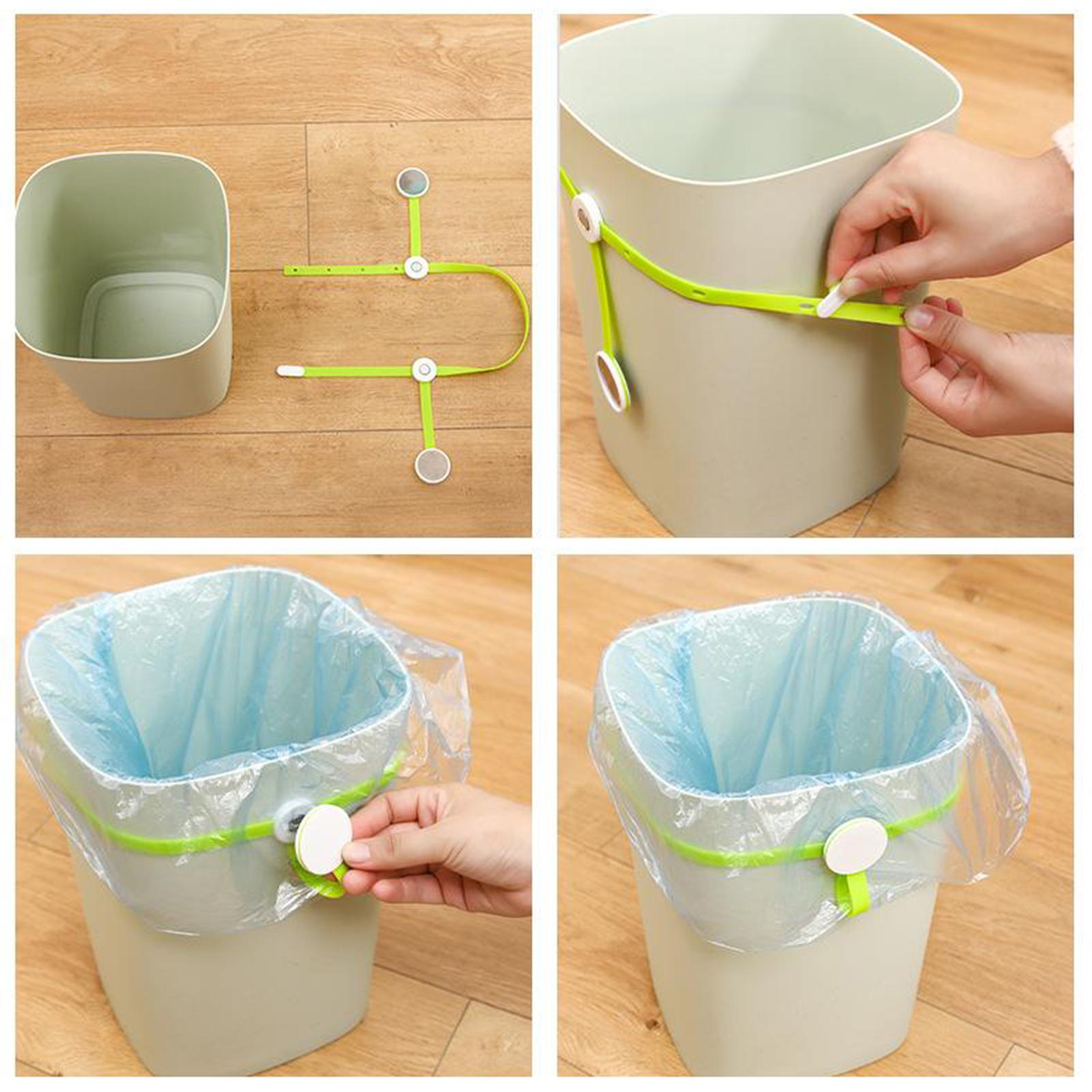 Trash Can Bag Buckle Bands Waste Basket Garbage Bin Clamps Clips Pink