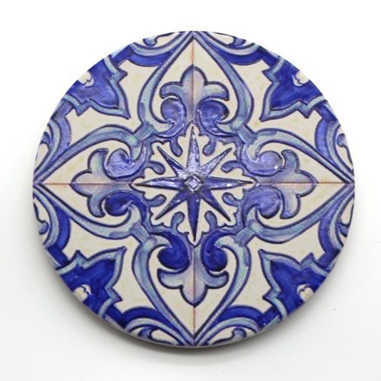 Ceramic Cork Base Round Coasters Kitchen Cup Pads Placemat + Holder 6pcs
