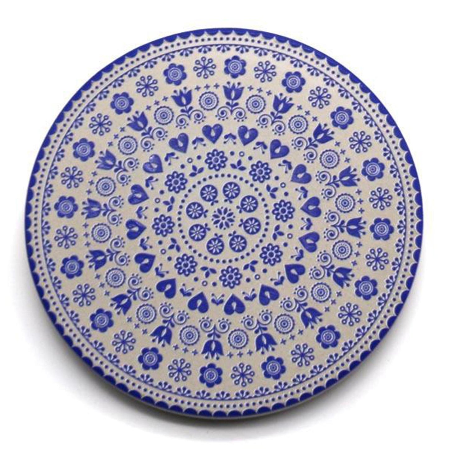Ceramic Cork Base Round Coasters Kitchen Cup Pads Placemat + Holder 6pcs