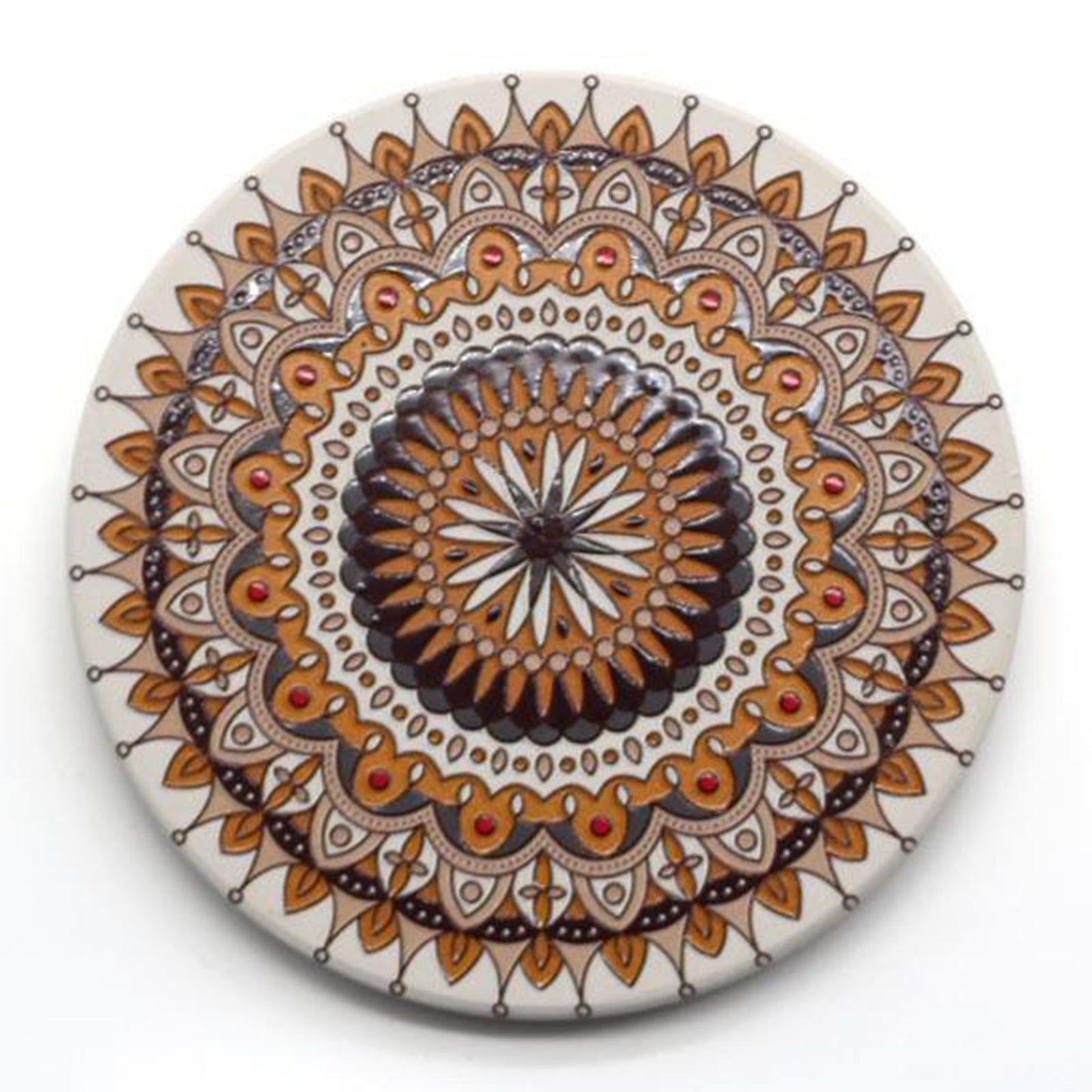 Ceramic Cork Base Round Coasters Kitchen Cup Pads Placemat + Holder 6pcs