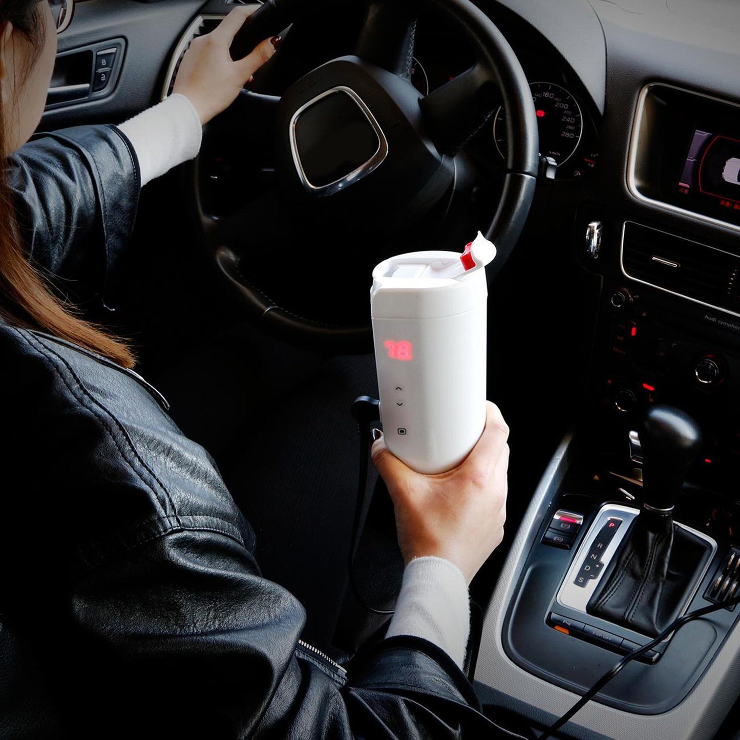 Temperature Control Car Travel Mug Stainless Steel Heated Coffee Mug 420ml