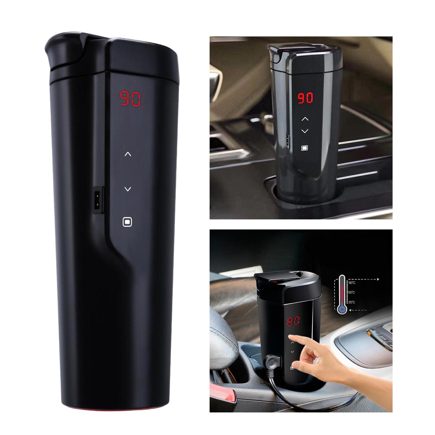 Temperature Control Car Travel Mug Stainless Steel Heated Coffee Mug 420ml