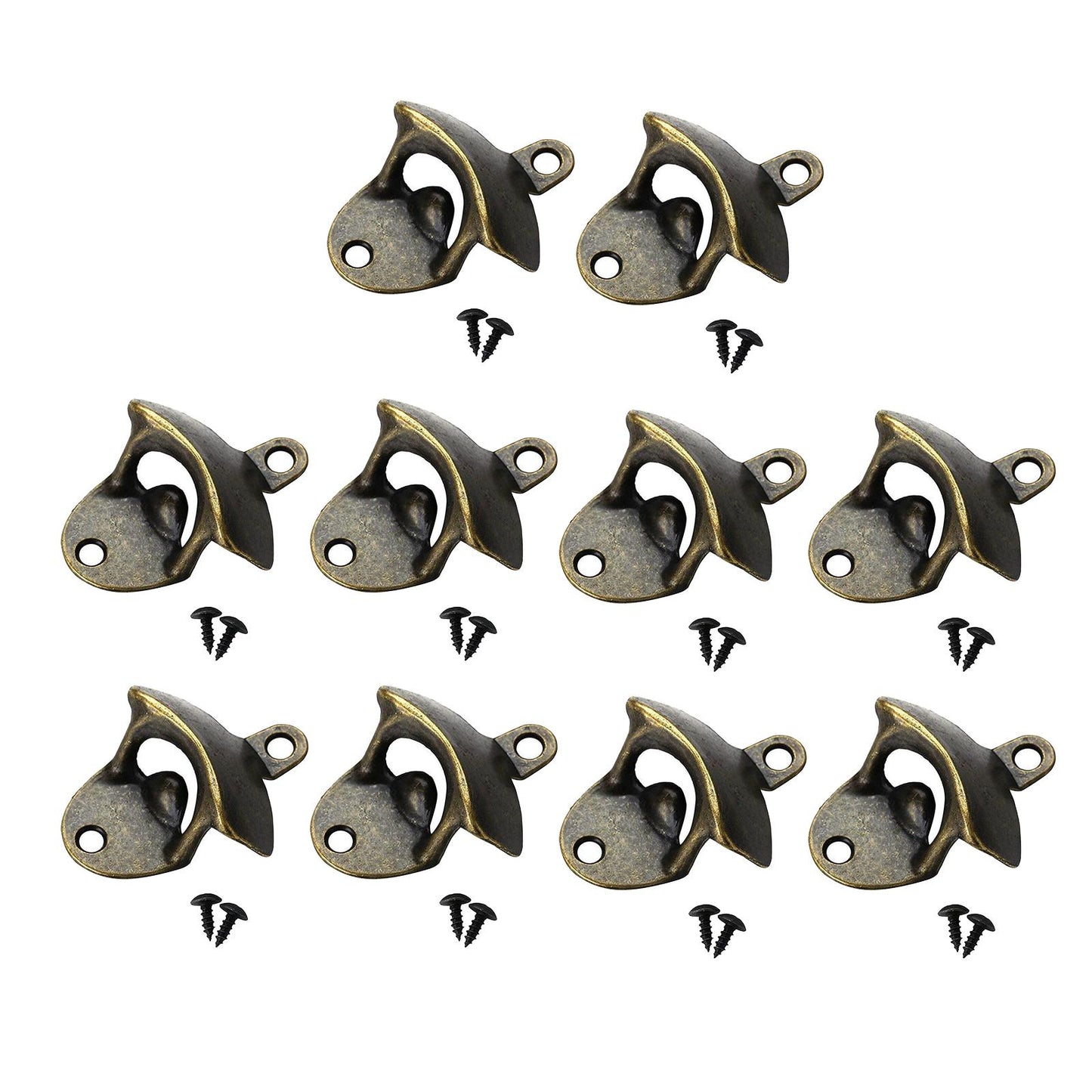 10pcs Wall Mounted Bottle Opener Bar Accessories Beer Opener for Home Bar Antique Bronze