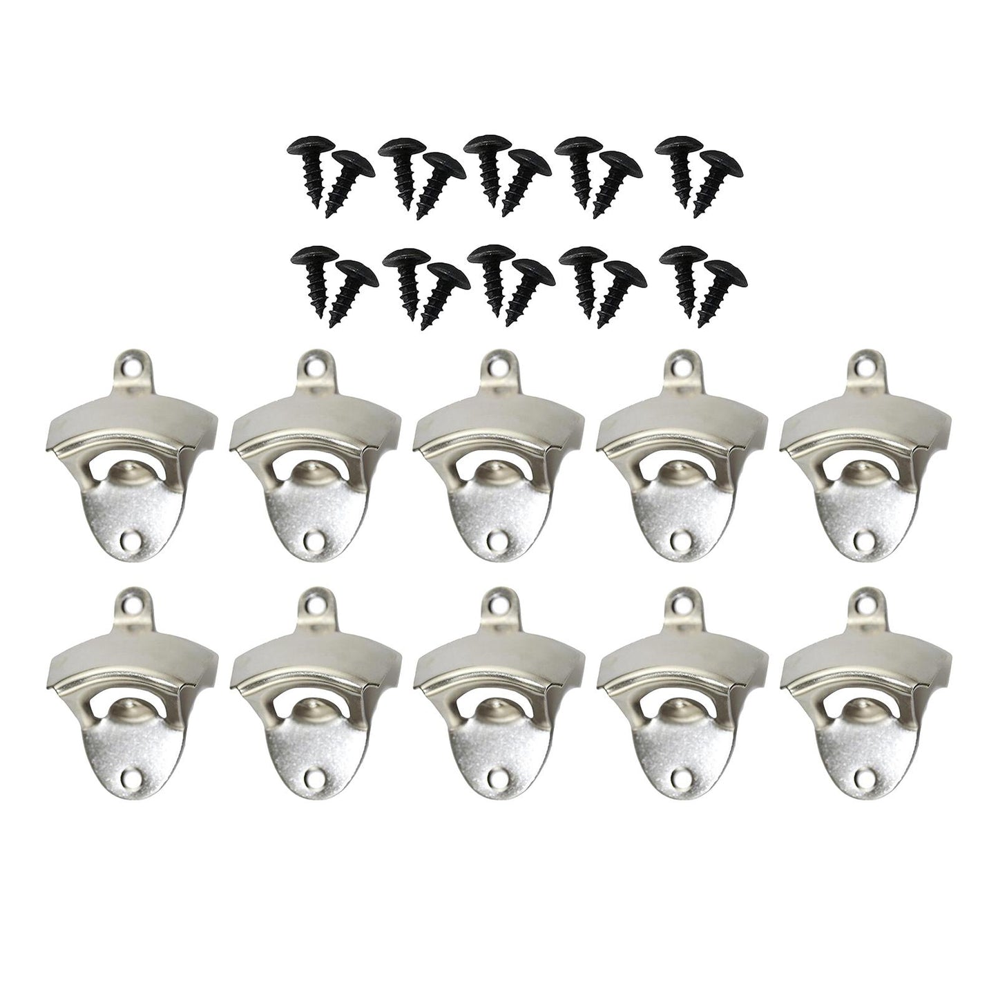 10pcs Wall Mounted Bottle Opener Bar Accessories Beer Opener for Home Bar Silver
