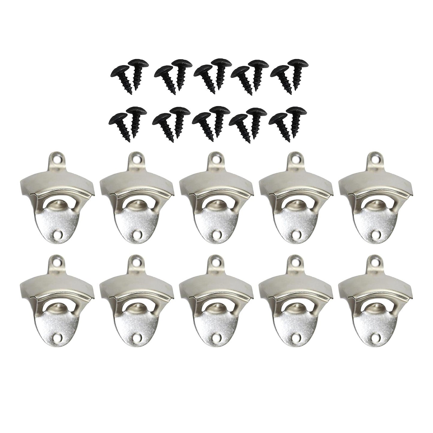 10pcs Wall Mounted Bottle Opener Bar Accessories Beer Opener for Home Bar Silver