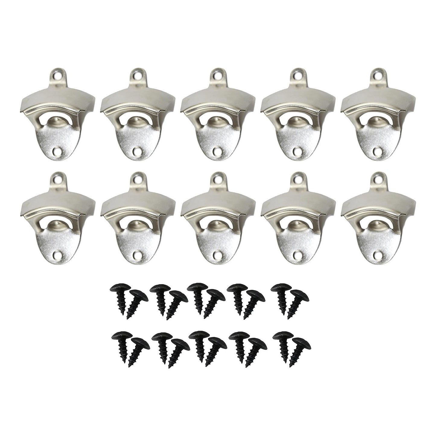 10pcs Wall Mounted Bottle Opener Bar Accessories Beer Opener for Home Bar Silver