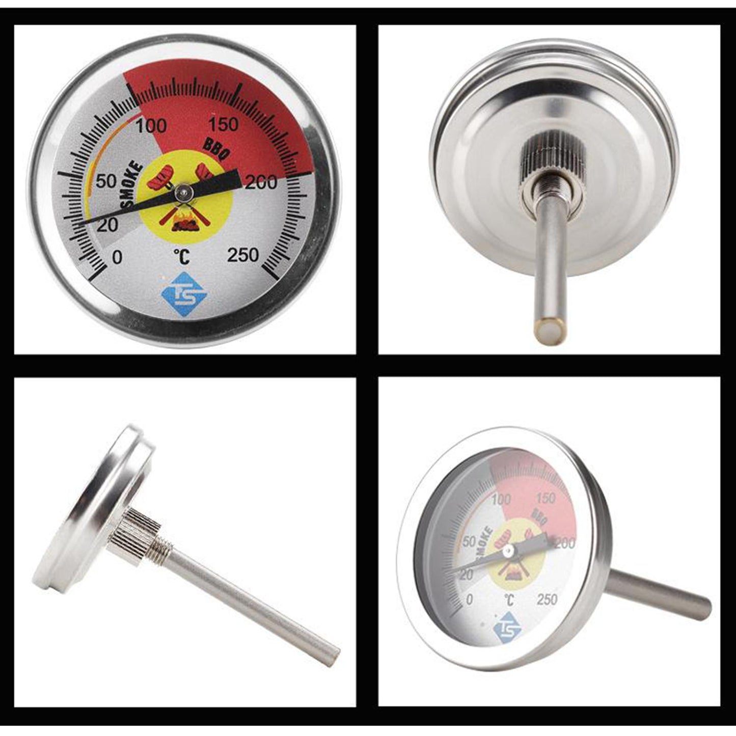 Barbecue Thermometer Oven Pit Temp Gauge 0-250 BBQ Smoker Grill Temperature