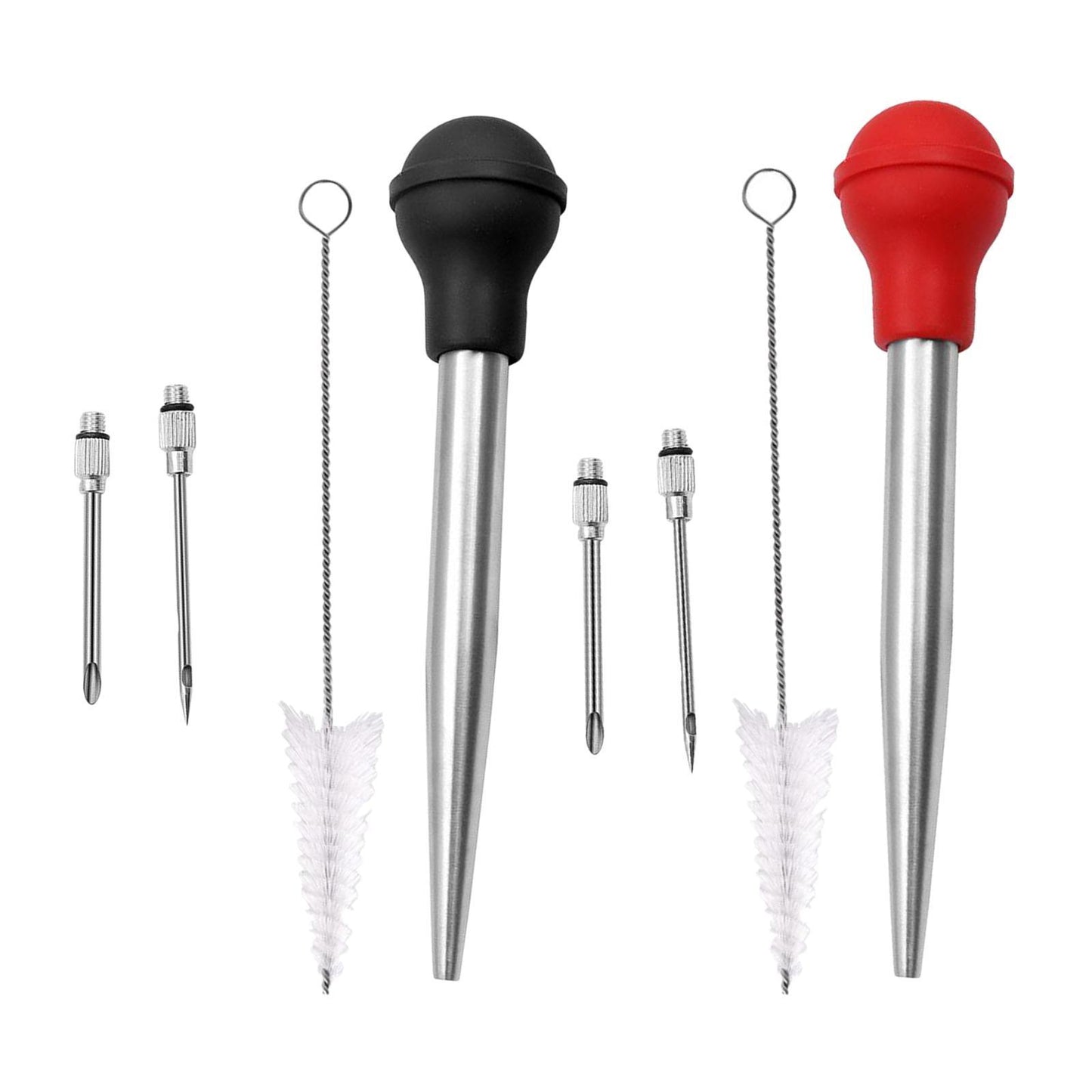 Stainless Turkey Baster Injector Needle Silicone Bulb for Basting Kitchen black