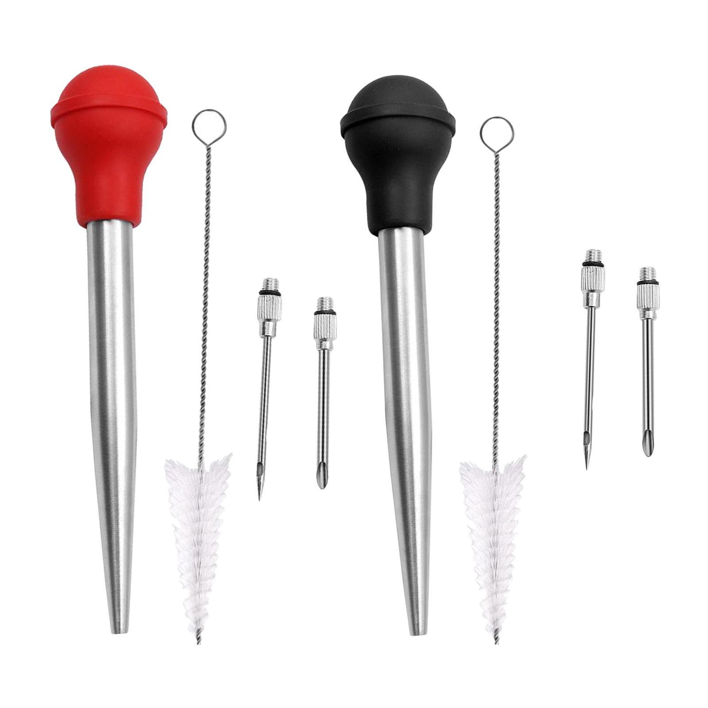 Stainless Turkey Baster Injector Needle Silicone Bulb for Basting Kitchen black
