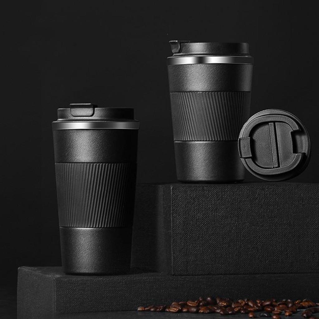Coffee Mug Hot & Cold Beverage Drinks Leak-proof Travel Mug 380ml Black