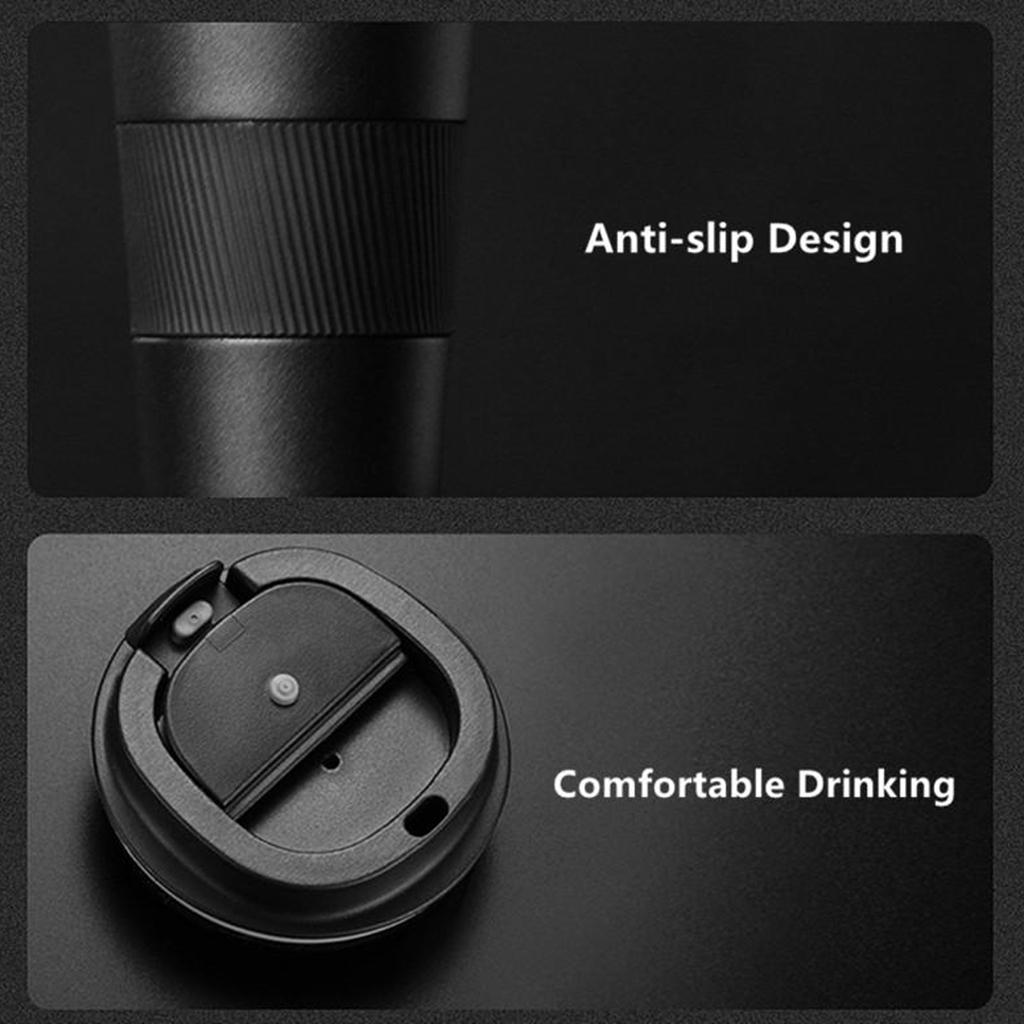 Coffee Mug Hot & Cold Beverage Drinks Leak-proof Travel Mug 380ml Black