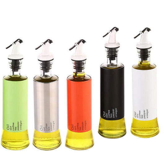 Oil Dispenser Bottle 10oz Glass Decanter for Kitchen BBQ Baking Grilling silver