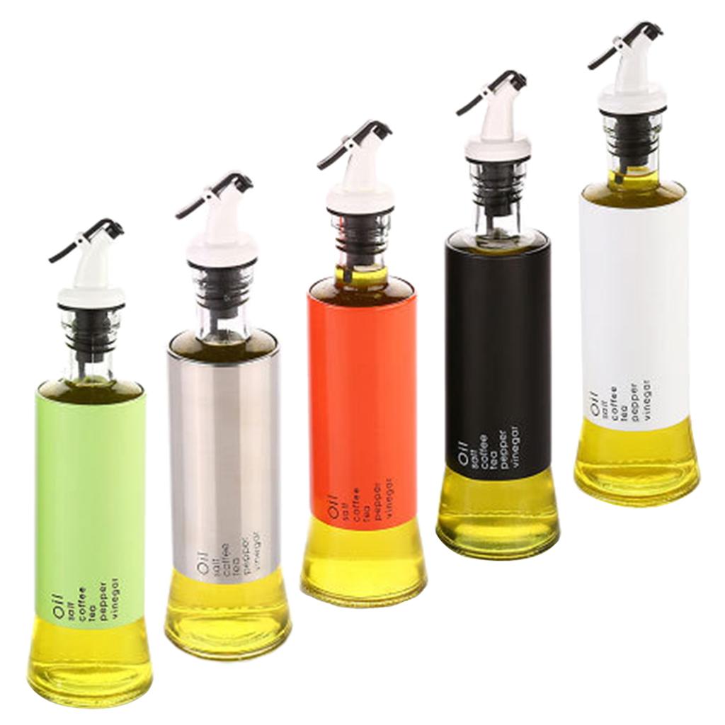 Oil Dispenser Bottle 10oz Glass Decanter for Kitchen BBQ Baking Grilling silver