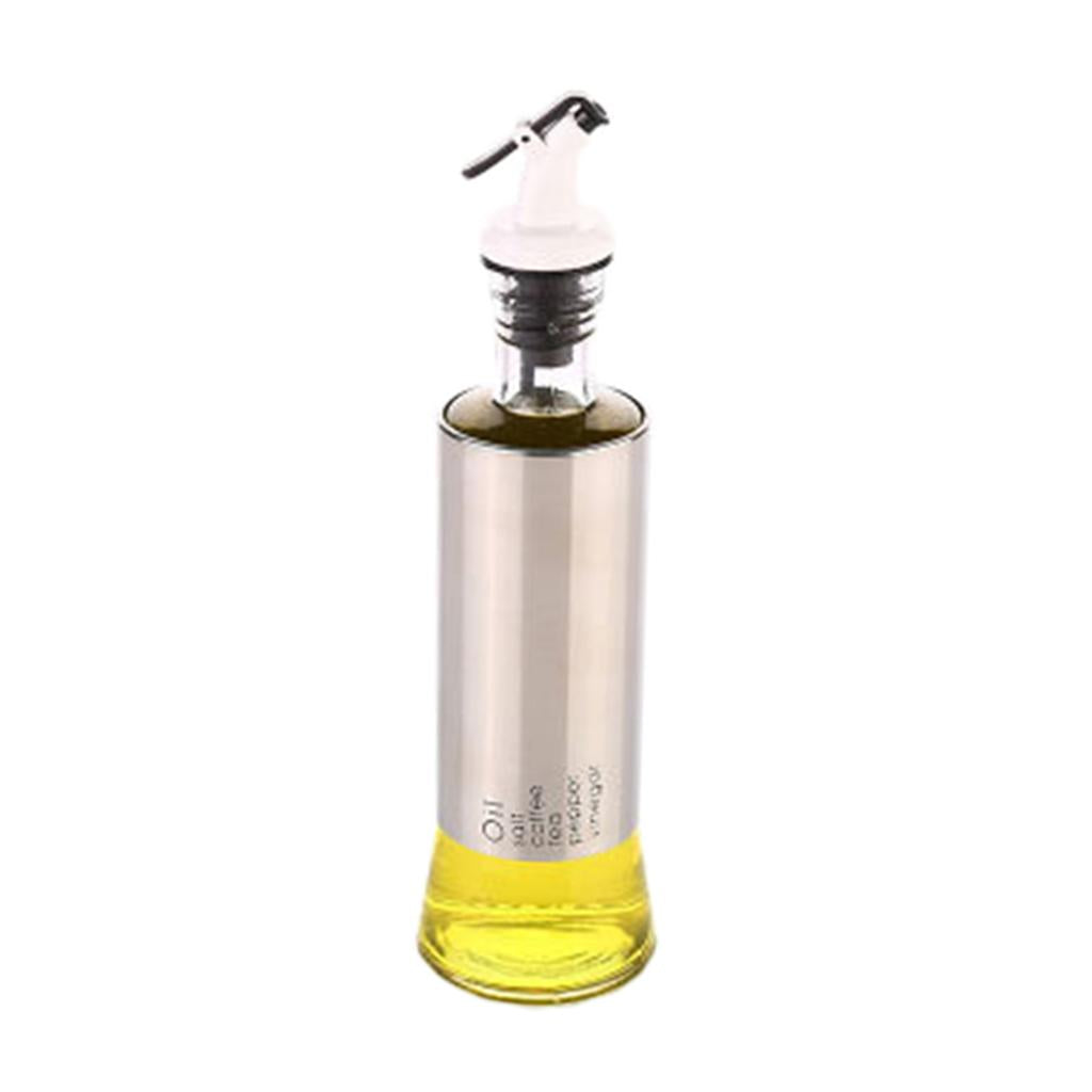 Oil Dispenser Bottle 10oz Glass Decanter for Kitchen BBQ Baking Grilling silver