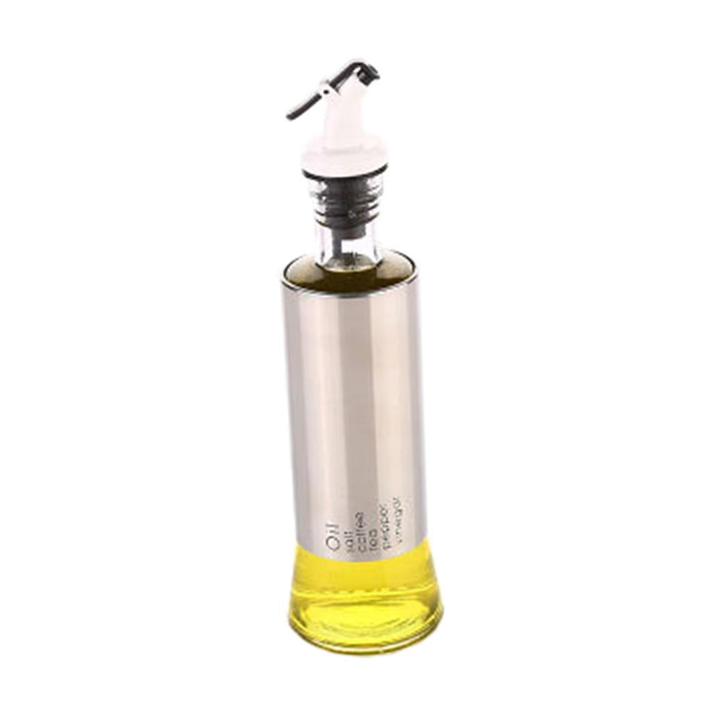Oil Dispenser Bottle 10oz Glass Decanter for Kitchen BBQ Baking Grilling silver