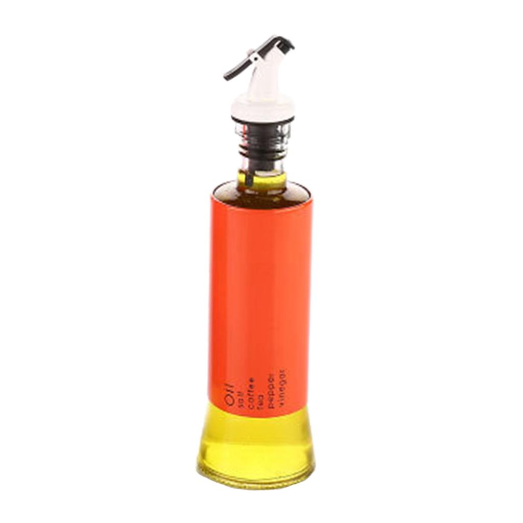 Oil Dispenser Bottle 10oz Glass Decanter for Kitchen BBQ Baking Grilling orange