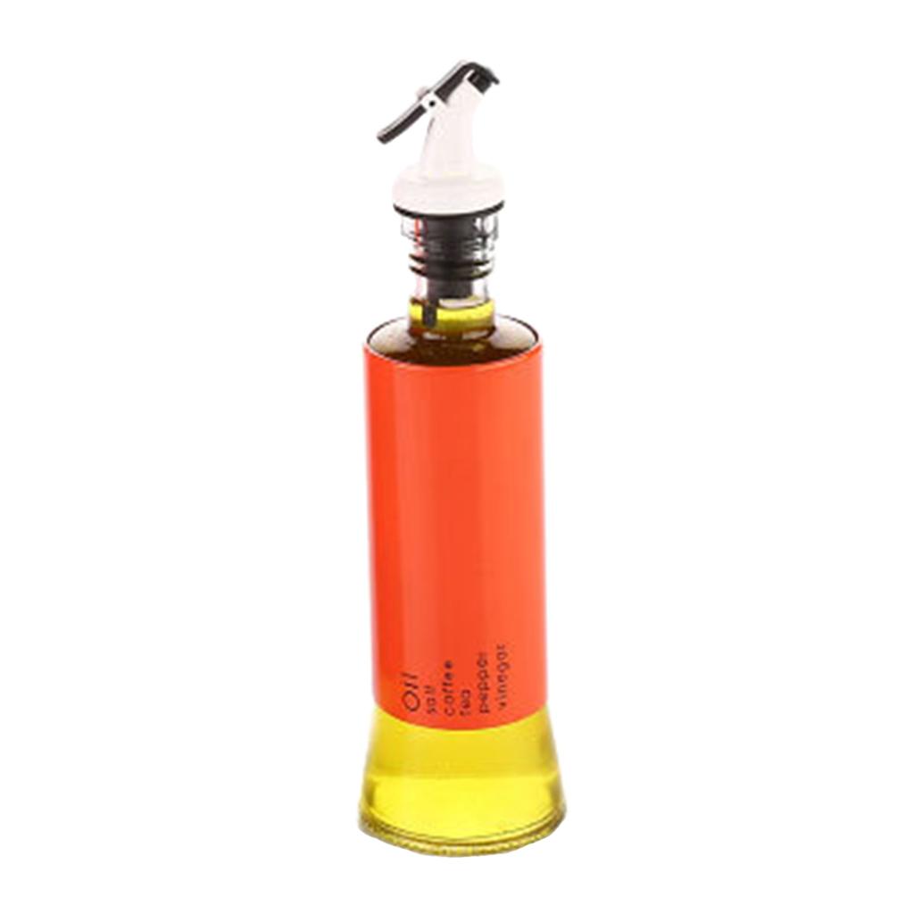 Oil Dispenser Bottle 10oz Glass Decanter for Kitchen BBQ Baking Grilling orange