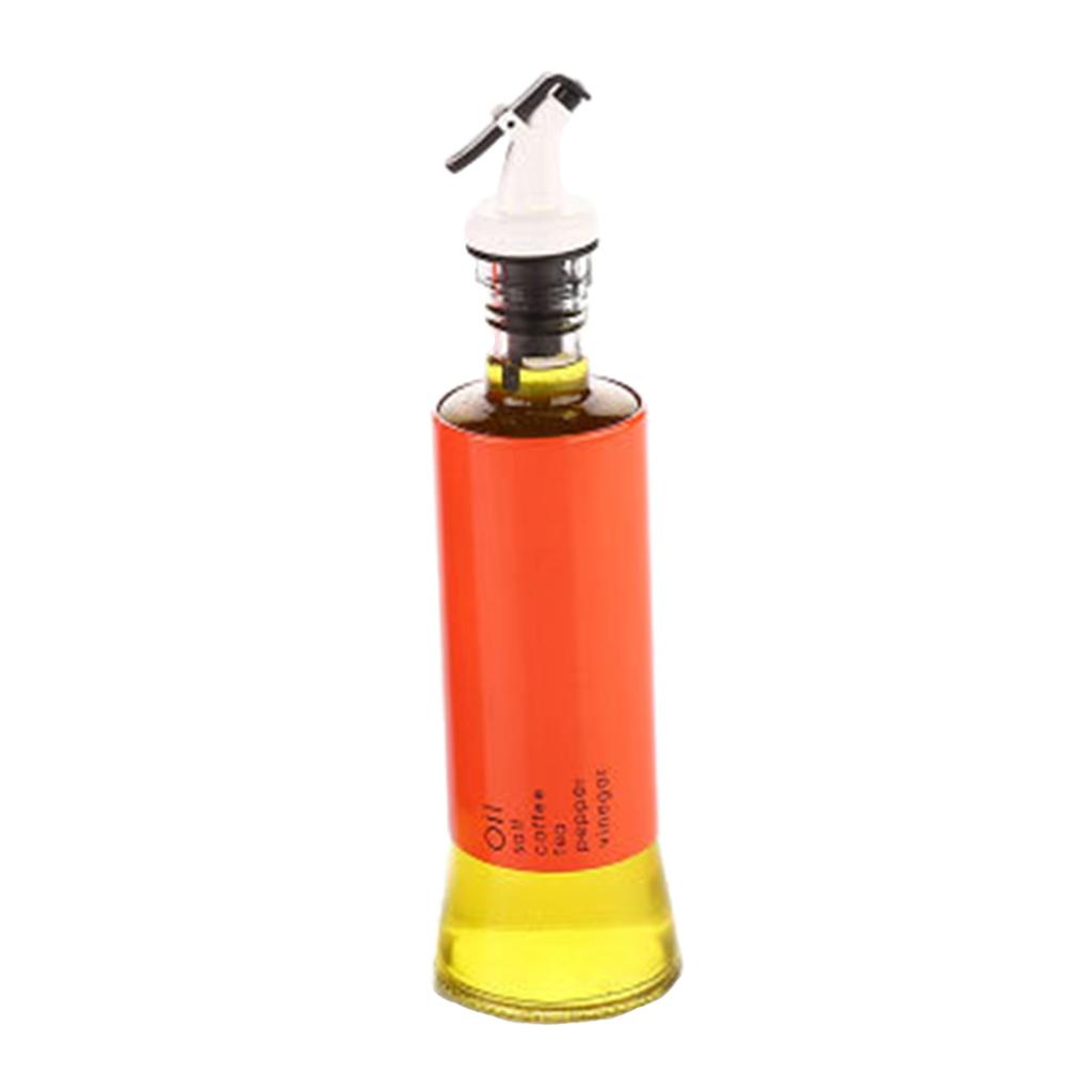 Oil Dispenser Bottle 10oz Glass Decanter for Kitchen BBQ Baking Grilling orange