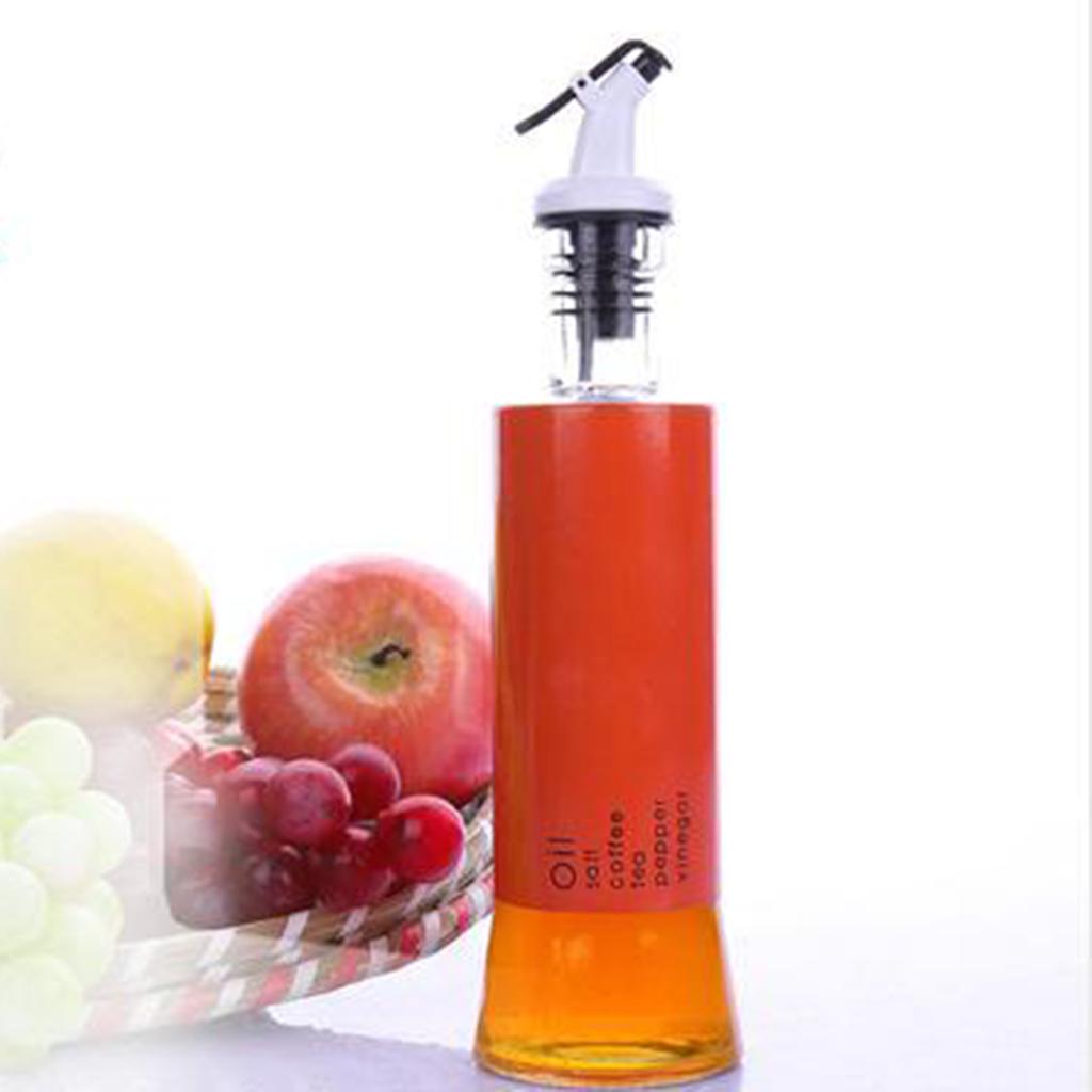 Oil Dispenser Bottle 10oz Glass Decanter for Kitchen BBQ Baking Grilling orange