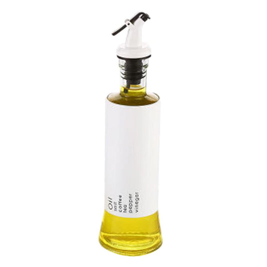 Oil Dispenser Bottle 10oz Glass Decanter for Kitchen BBQ Baking Grilling white