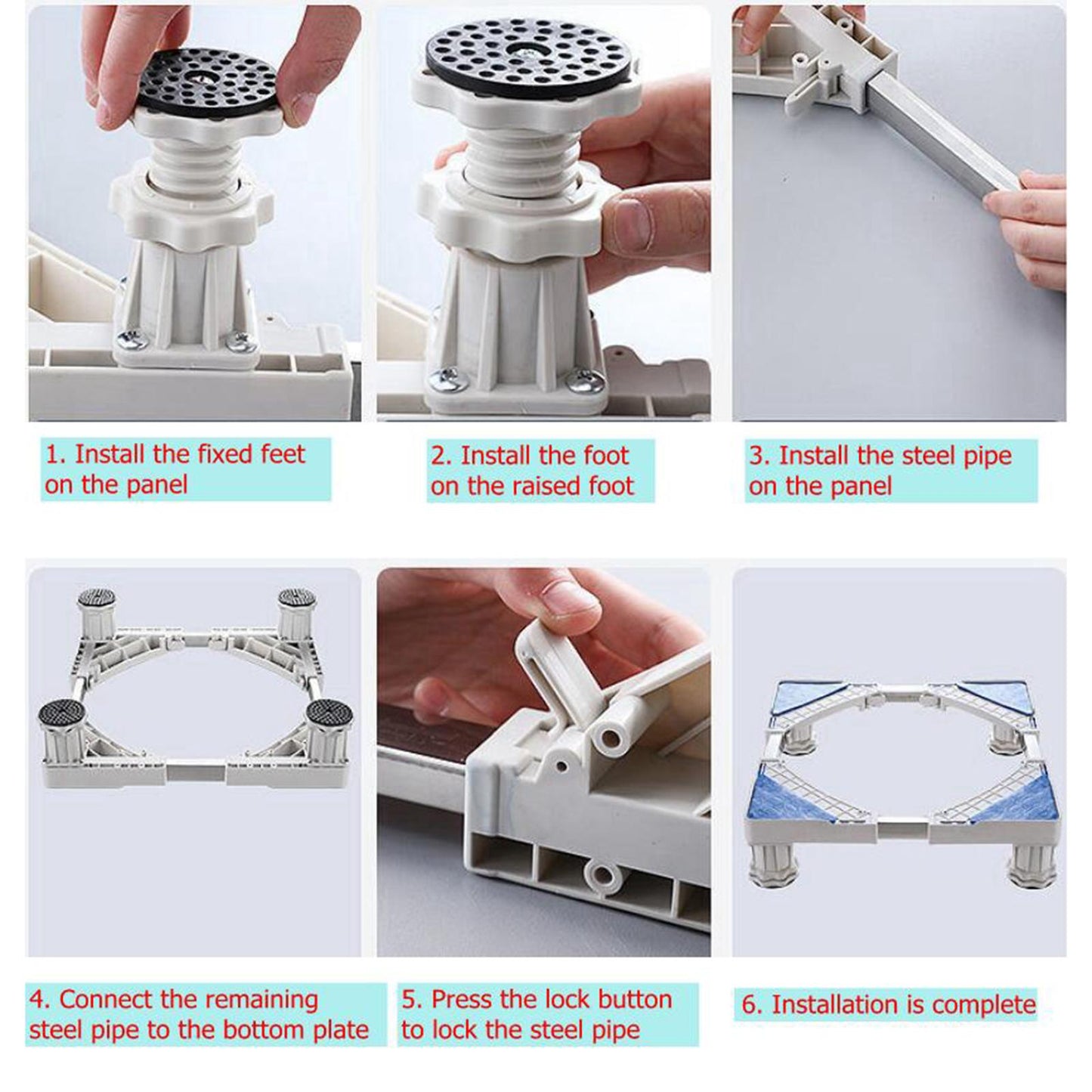 Adjustable Washing Machine Stand Stable Fridge Base Support 4 Strong Feet White