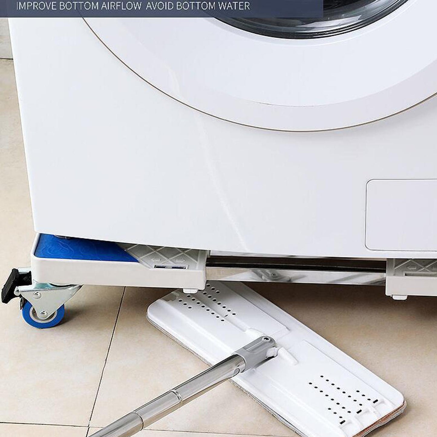 Washing Machine Base Stand Refrigerator Washer Roller Cart Style 2 White