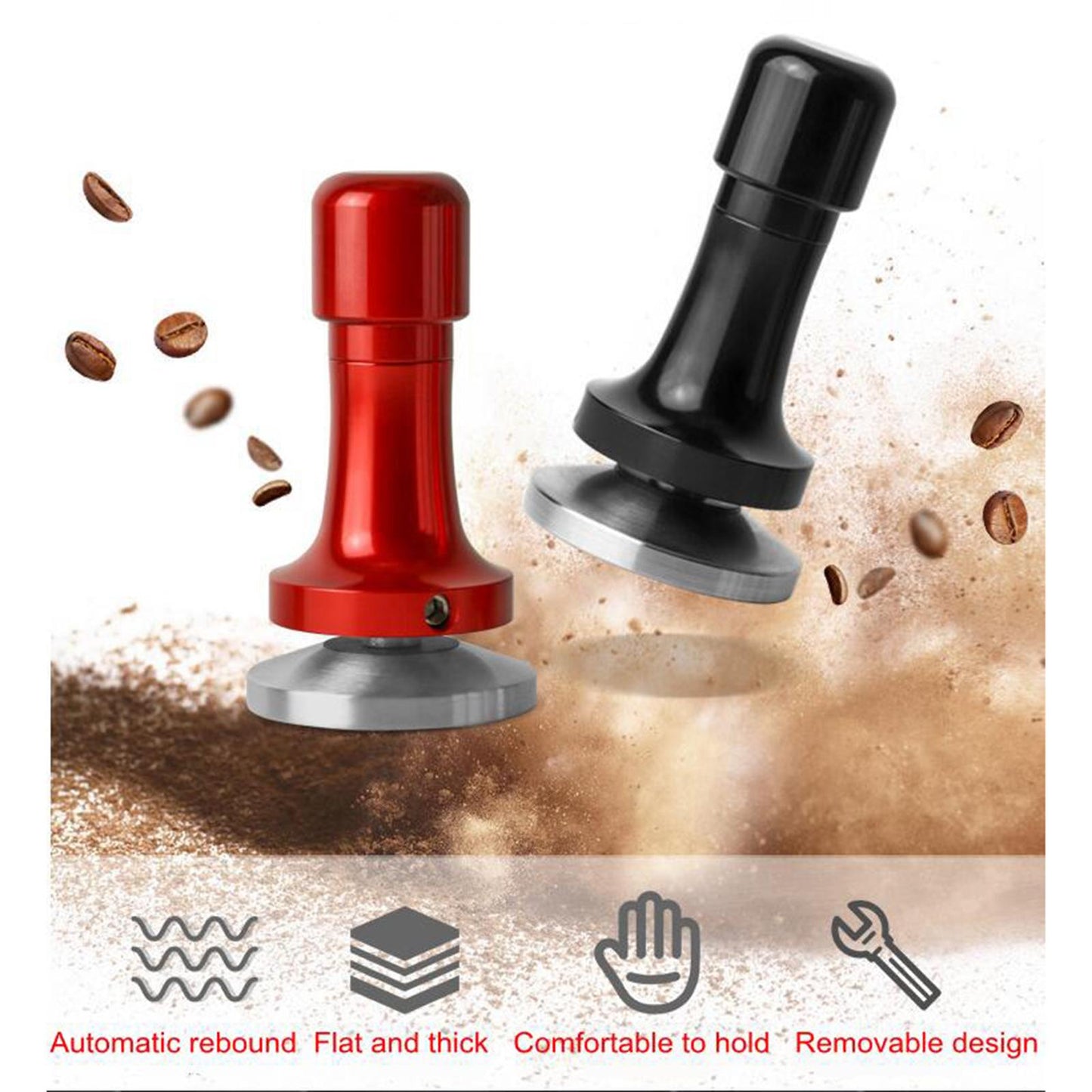 Professional Espresso Coffee Tamper Stainless Steel for Coffee Beans Powder Black 53mm