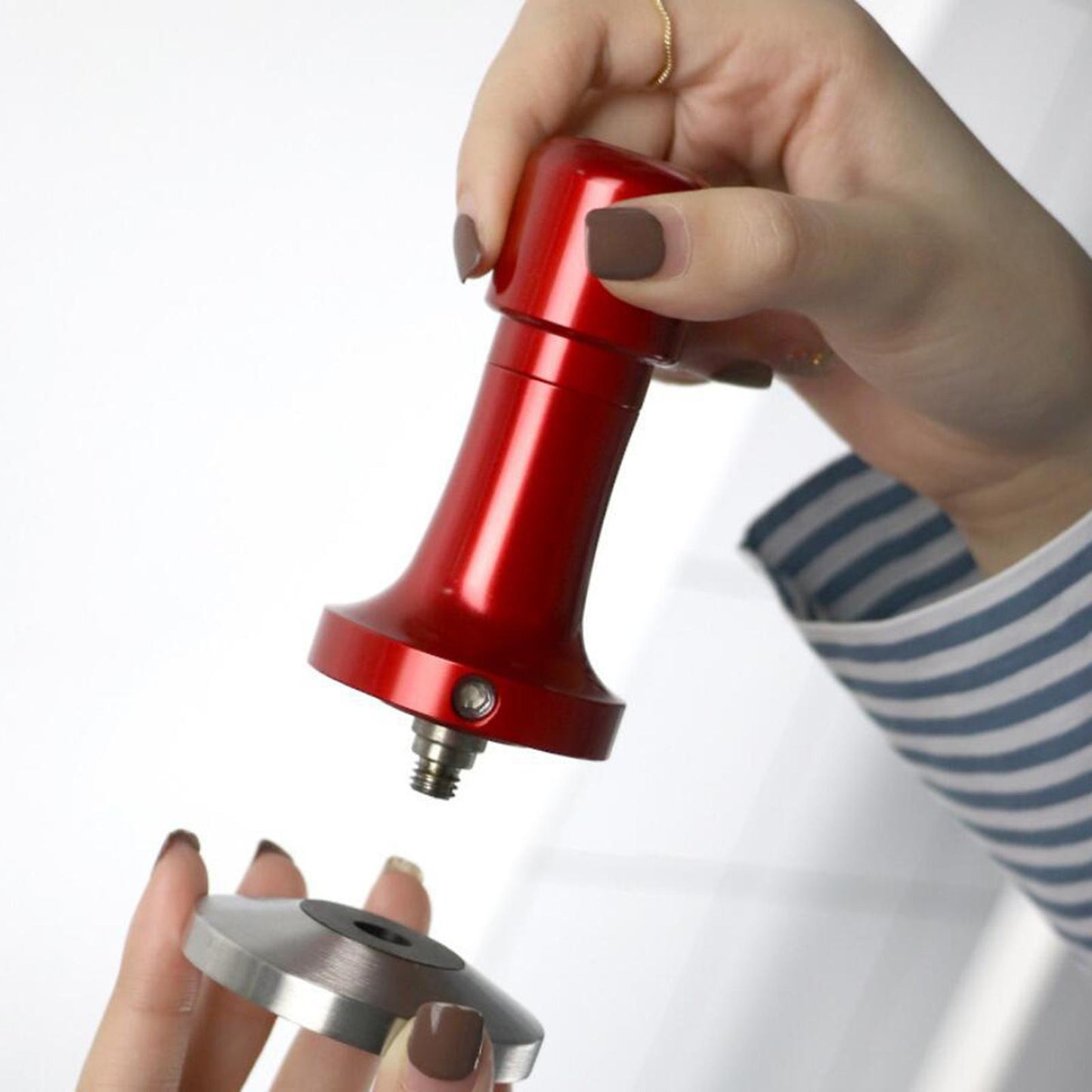Professional Espresso Coffee Tamper Stainless Steel for Coffee Beans Powder Red 53mm