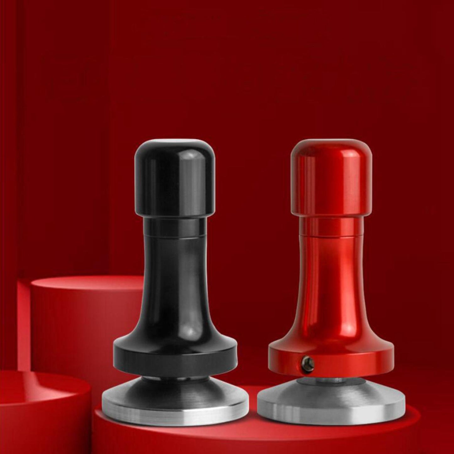 Professional Espresso Coffee Tamper Stainless Steel for Coffee Beans Powder Red 58mm