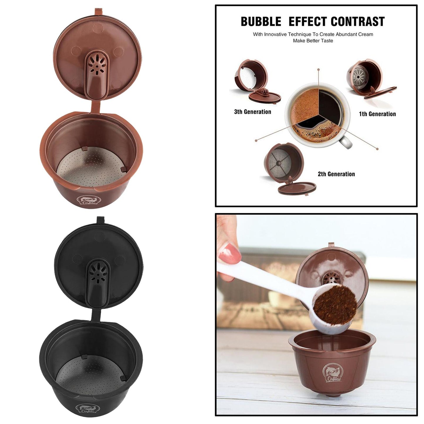 Refillable Coffee Capsule Cup For Nescafes Coffee Machine Brown