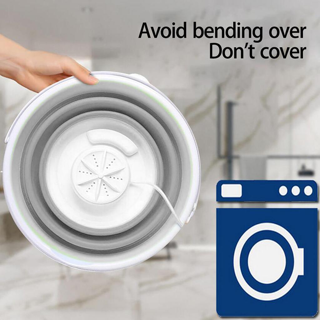 Folding Washing Machine Ultrasonic Washer USB Powered for Camping Socks 2 in 1 gray