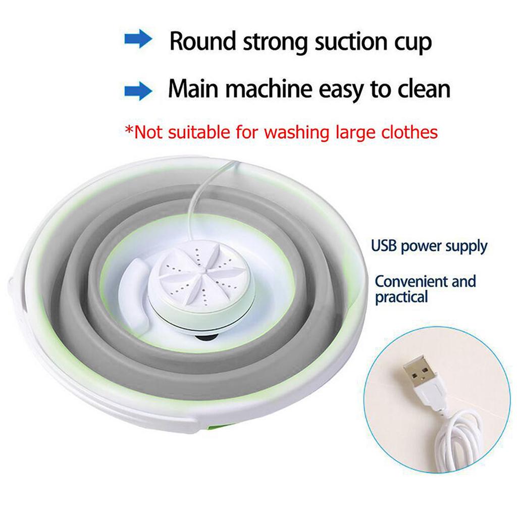 Folding Washing Machine Ultrasonic Washer USB Powered for Camping Socks 2 in 1 gray